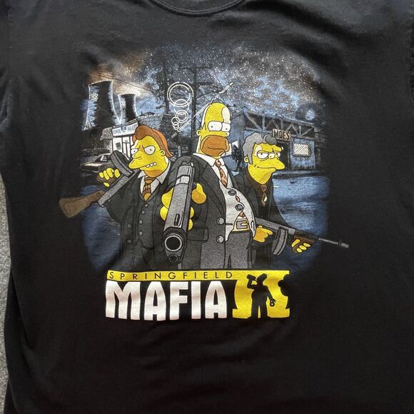 The Simpsons Springfield Mafia T-Shirt Menβs XL Black Graphic Tee Parody Funny - Picture 2 of 8